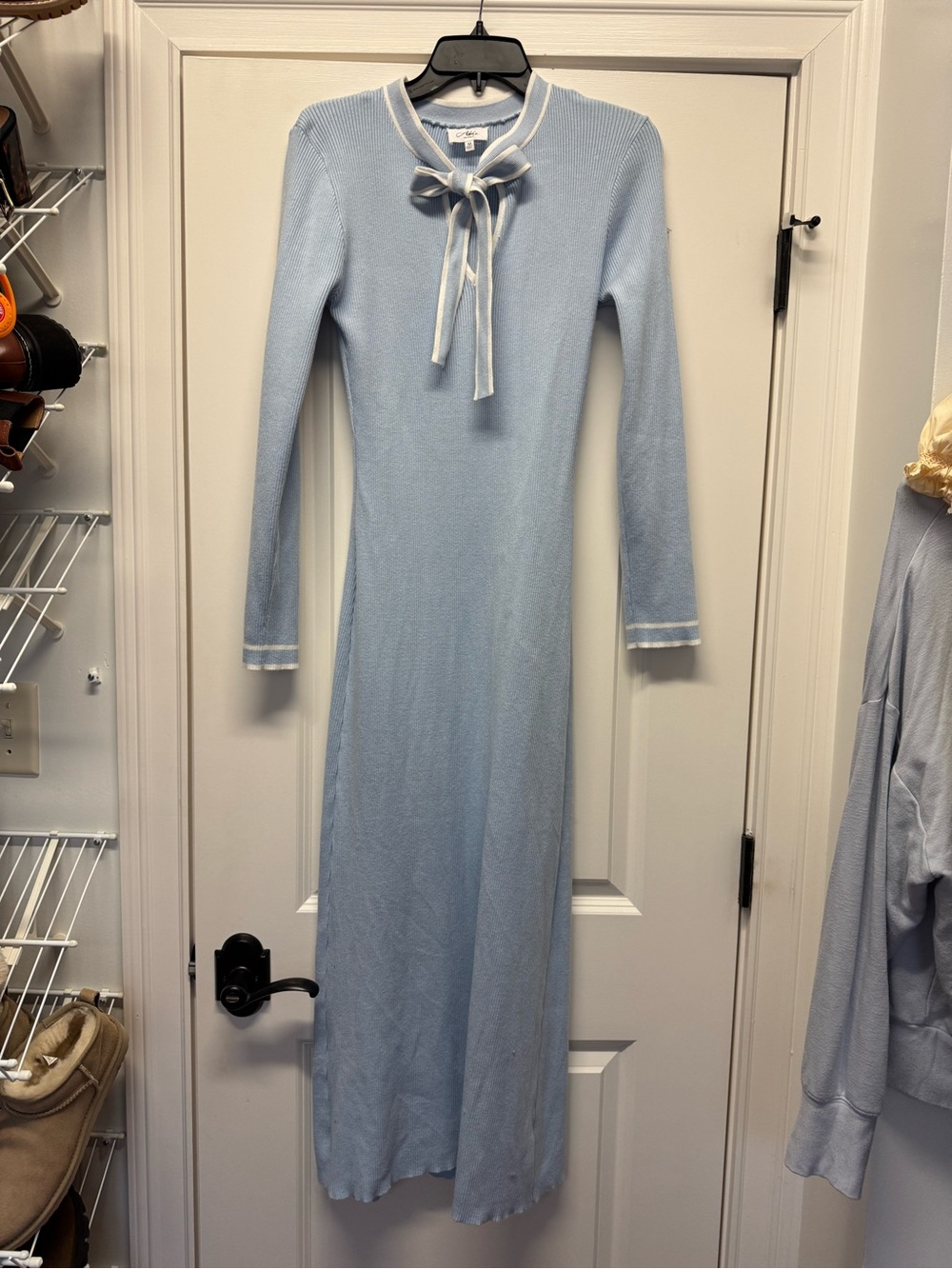 Pinkblush Light Blue Tie-Neck Maxi Dress